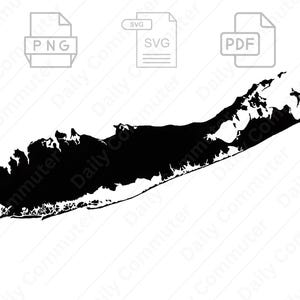 Gráfico de mapa de Long Island en negrita / Descarga PNG, SVG y PDF / Uso digital