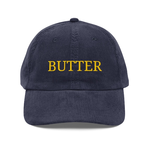 Butter Embroidered Corduroy Hat - Vintage Dad Hat - Retro Streetwear Cap - Adjustable Low Profile Baseball Cap