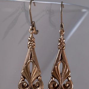 Art Deco Style Earrings - 1920’s Earrings - Gift Earrings - Antiqued Brass Earrings - Vintage Style Earrings - Art Nouveau Earrings - Dangle
