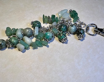 African Turquoise Purse Charm - Gemstone Bag Charm - Purse Jewelry - Green Aventurine Purse Charm - Backpack Charm - Amazonite Purse Charm