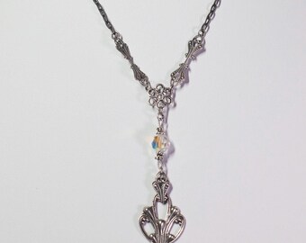 Victorian Style Necklace- Vintage Style Necklace - Victorian Crystal Necklace - Silver Plated Victorian Style Jewelry - Vintage Style
