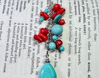Gemstone Bag Charm - Purse Jewelry - Turquoise Purse Charm - Backpack Charm - Blue Purse Charm - Coral Purse Charm - Red Purse Charm