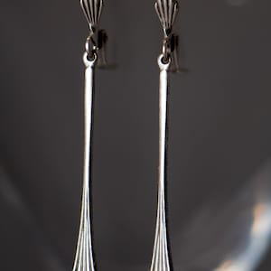 Art Deco Earrings - Silver Tone Earrings - Long Earrings - Vintage Style Earrings - Antiqued Silver Plated Earrings - Antiqued Brass