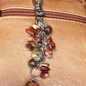 Handcrafted Jasper Purse Charm: Gemstone Bag Jewelry