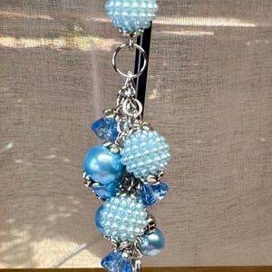 Blue Pearl Purse Charm: Beaded Bag Dangle