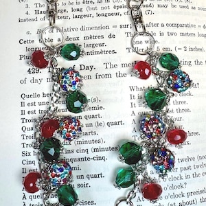 Red Purse Charm - Sparkling Purse Charm - Purse Jewelry - Red Jewelry - Festive Purse Charm - Green Purse Charm - Backpack Charm
