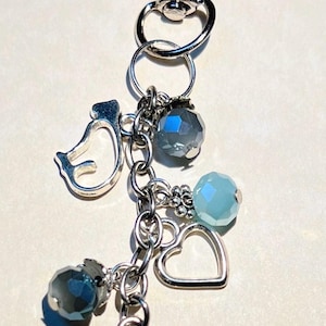 Cat Charm: Beaded Purse Dangle with Heart Charms