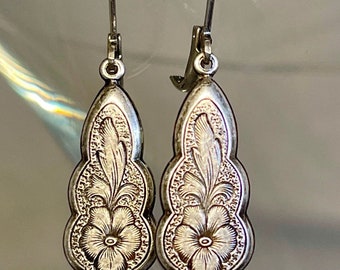 Art Deco Style Earrings - Floral Motif Earrings - Art Nouveau Earrings - Romantic Earrings - Vintage Earrings - Victorian Style Jewelry