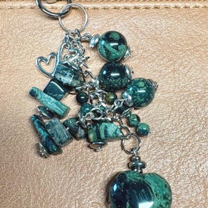 Kambaba Jasper Purse Charm: Handcrafted Gemstone Bag Jewelry