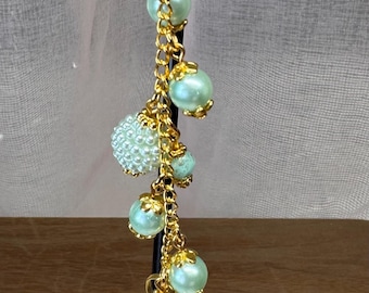Mint Green Pearl Purse Charm - Beaded Purse Charm - Summer Bag Charm