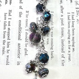 Blue Beaded Purse Charm: Czech Glass & Pewter Dangle