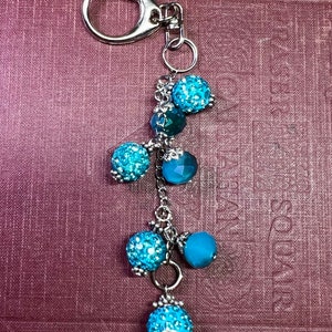 Turquoise Beaded Purse Charm: Sparkly Handbag Dangle