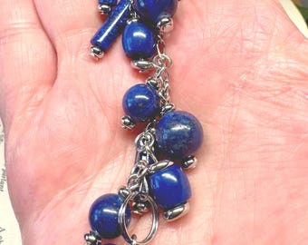 Handcrafted Gemstone Purse Charm: Royal Blue - Blue Lapis Charm - Lapis Charm