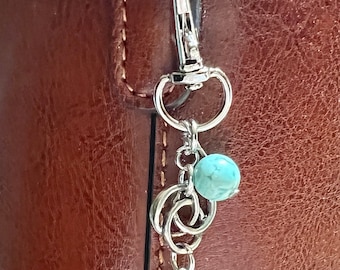 Turquoise Purse Charm - Celtic Knot  Purse Charm - Handbag Dangle -Howlite Gemstone
