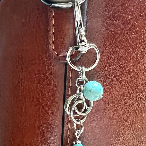 Purse Charm - Purse Dangle - Handbag Charm - Turquoise Jewelry  - Celtic Jewelry - Backpack Charm - December Birthstone - Planner Charm