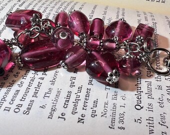 Beaded Purse Charm: Berry Pink Handbag Jewelry