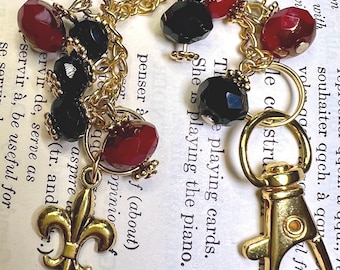 Red Purse charm - Fleur de lis charm - Handbag Charm - Backpack Charm - Purse Dangle - Purse Jewelry - Handbag Jewelry - Purse Bling