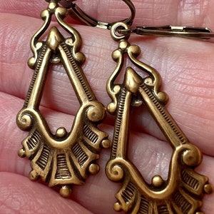 Art Deco Style Earrings - Vintage Style Earrings - Antiqued Brass Earrings - 1920’s Earrings - Art Nouveau Earrings- Art Deco Earrings