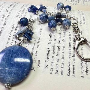 Sodalite Gemstone Purse Charm: Blue Jasper Bag Jewelry