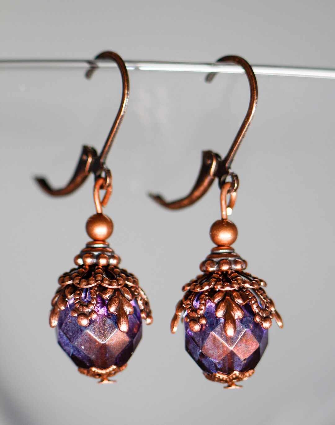 Victorian Earrings Vintage Style Earrings Copper Filigree Etsy