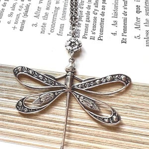 Victorian Style Dragonfly Necklace - Antiqued Silver - Antiqued Copper - Antigued Brass - 28 Inch Chain - Vintage Style Jewelry