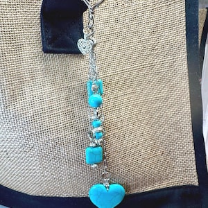 Turquoise Style Howlite Gemstone Purse Charm: Handcrafted Purse Jewelry