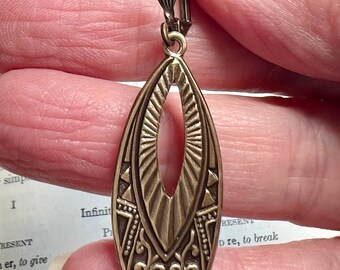 Art Deco Dangle Earrings: Antiqued Brass, Vintage Style
