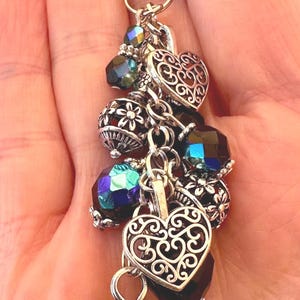 Purse Charm - Black Purse Charm - Heart Purse Charm - Backpack Charm - Handbag Charm Purse Dangle - Purse Jewelry - Handbag Jewelry