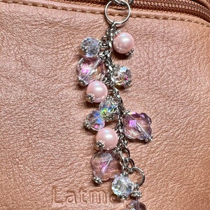 Breloque de sac à main - breloque de sac à main en perles - breloque de sac à main rose - breloque de sac à main - breloque de sac à dos - breloque de sac à main perle - bijoux de sac à main - sac à main bling