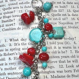 Gemstone Bag Charm - Purse Jewelry - Turquoise Purse Charm - Backpack Charm - Blue Purse Charm - Coral Purse Charm - Red Purse Charm