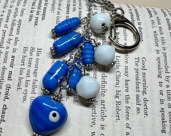 Blue Purse Charm - White Purse Charm - Purse Bling -  Purse Dangle - Beaded Purse Charm - Handbag Charm - Handbag Jewelry - Backpack Charm