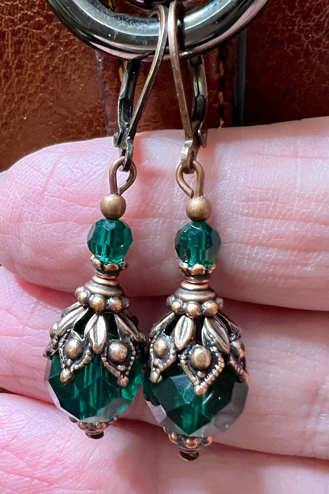 Victorian Style Earrings Vintage Style Earrings Green Etsy