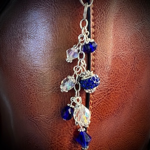 Cobalt Blue Crystal Purse Charm: Handbag Dangle Jewelry