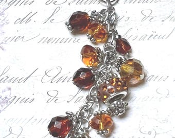 Autumn Purse Charm: Brown Glass Bead Handbag Bling