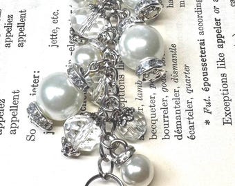 Pearl Purse Charm - Beaded Purse Dangle - Handbag Bling - Crystal Purse Charm