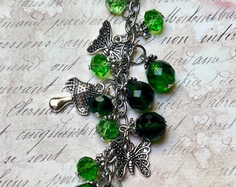 Purse Charm - Fairy Charm - Green Jewelry - Nature Jewelry - Purse Bling - Backpack Charm  - Handbag Charm - Butterfly Charm - Purse Dangle