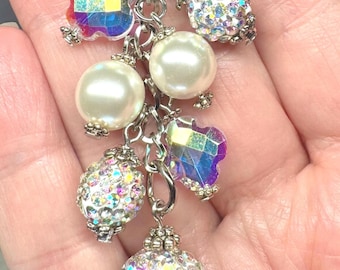 Pearl Purse Charm: Sparkling Glass Beaded Bag Dangle