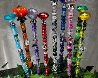 Beaded Garden Stakes: Handmade Jeweled Yard Art with Charms