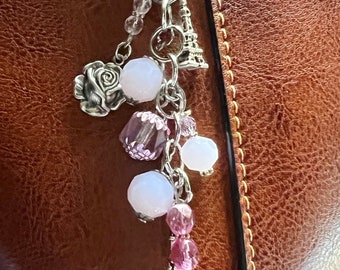 Pink Purse Charm - Handbag Charm - Handbag Jewelry - Backpack Charm - Paris Jewelry - Purse Charm - Purse Bling - Purse Dangle
