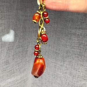 Handcrafted Red Agate Purse Charm: Carnelian Gemstone Bag Jewelry