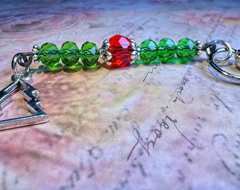 Purse Bling - Planner Charm - Purse Jewelry - Red Jewelry - Pine Tree Charm - Festive Purse Charm - Green Purse Charm - Backpack Charm