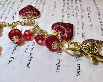 Red Heart Purse Charm - Red Purse Charm - Handbag Charm - Backpack Charm - Purse Jewelry - Handbag Jewelry - Sparkling Enamel Charm