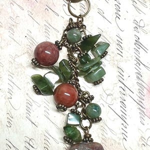 Handcrafted Jasper Purse Charm: Antiqued Brass Bag Jewelry