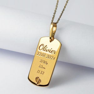 Personalized Gold Dog Tag Necklace for Women - Custom Engraved Pendant in 333/585 Gold | Perfect Gift for Wife, Mom or Anniversary