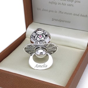 Sterling Silver Dummy Pacifier First Tooth Box engraved keepsake