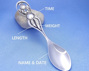 Cuillère pour bébé en argent sterling, cadeau pour bébé gravé.