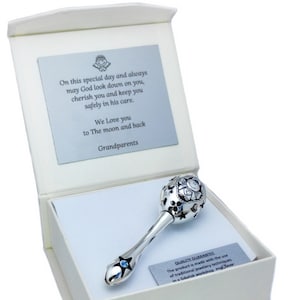 Sterling Silver Baby Rattle, Personalised Baby Gift, Silver Christening Gift, Monogram Baby Rattle, Engraved New Baby Keepsake