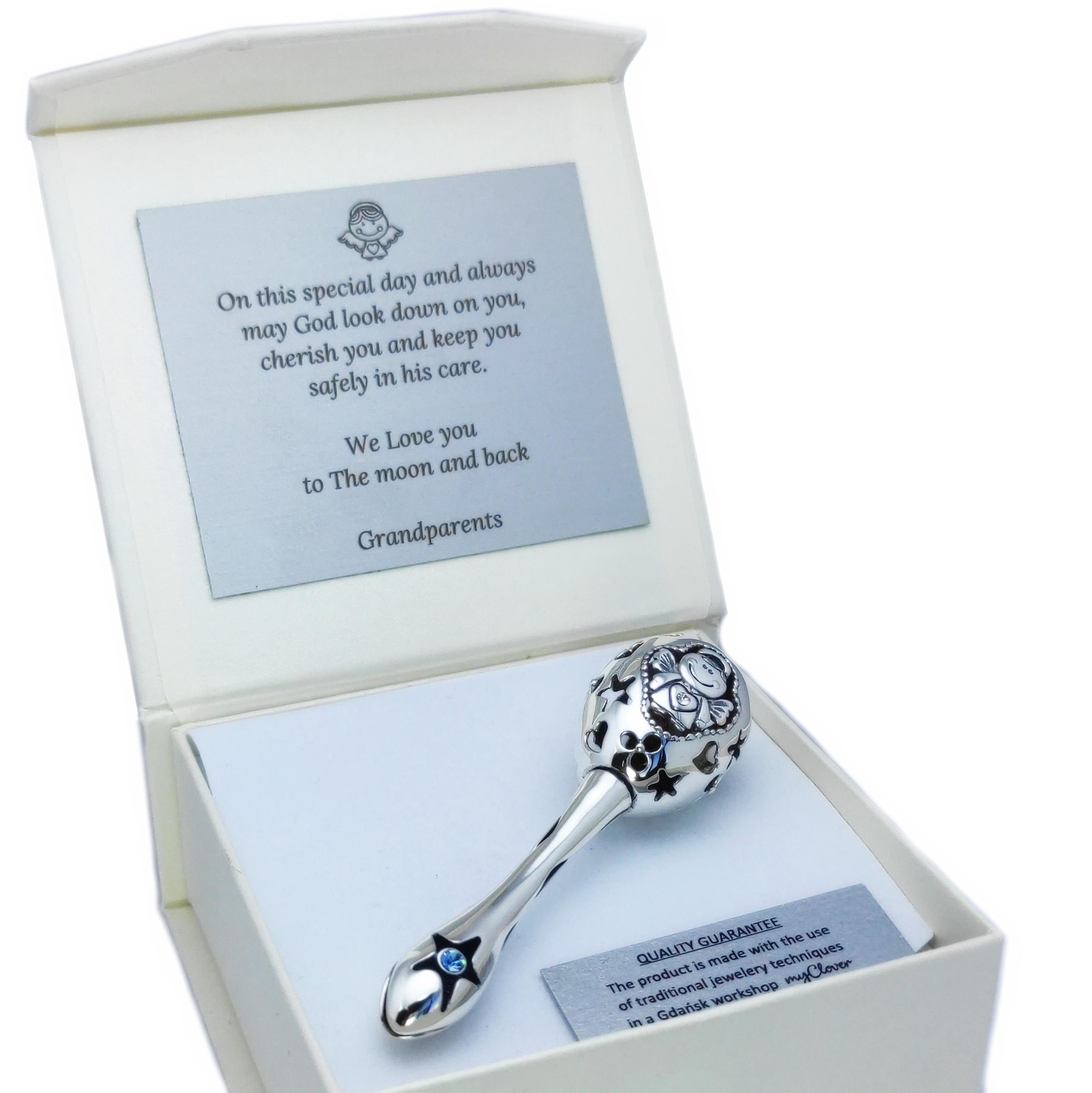 Sterling Silver Baby Rattle, Personalised Baby Gift, Silver Christening Gift, Monogram Baby Rattle, Engraved New Baby Keepsake