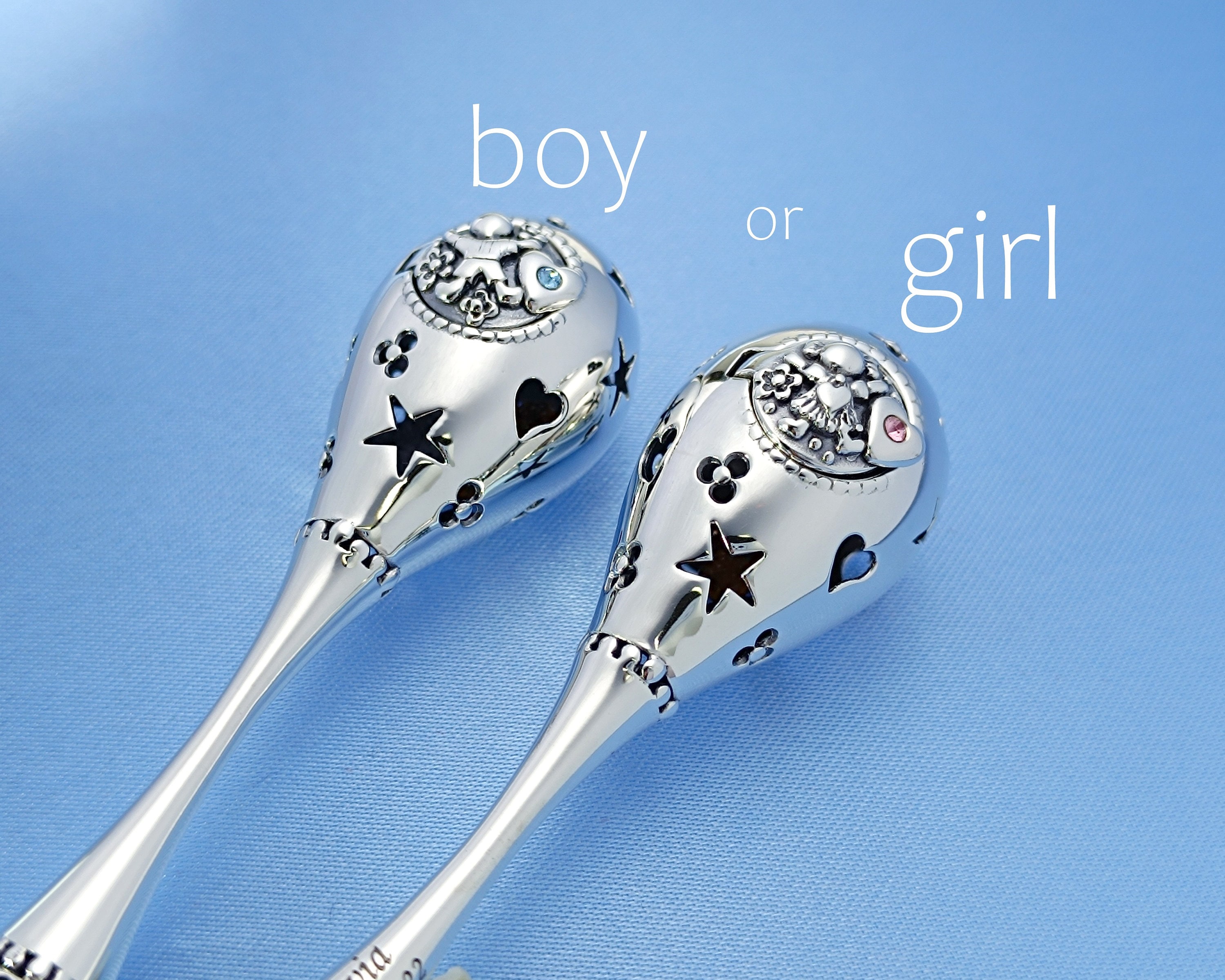 Personalized Silver Christening Rattle, Precious Keepsake Gift - Etsy