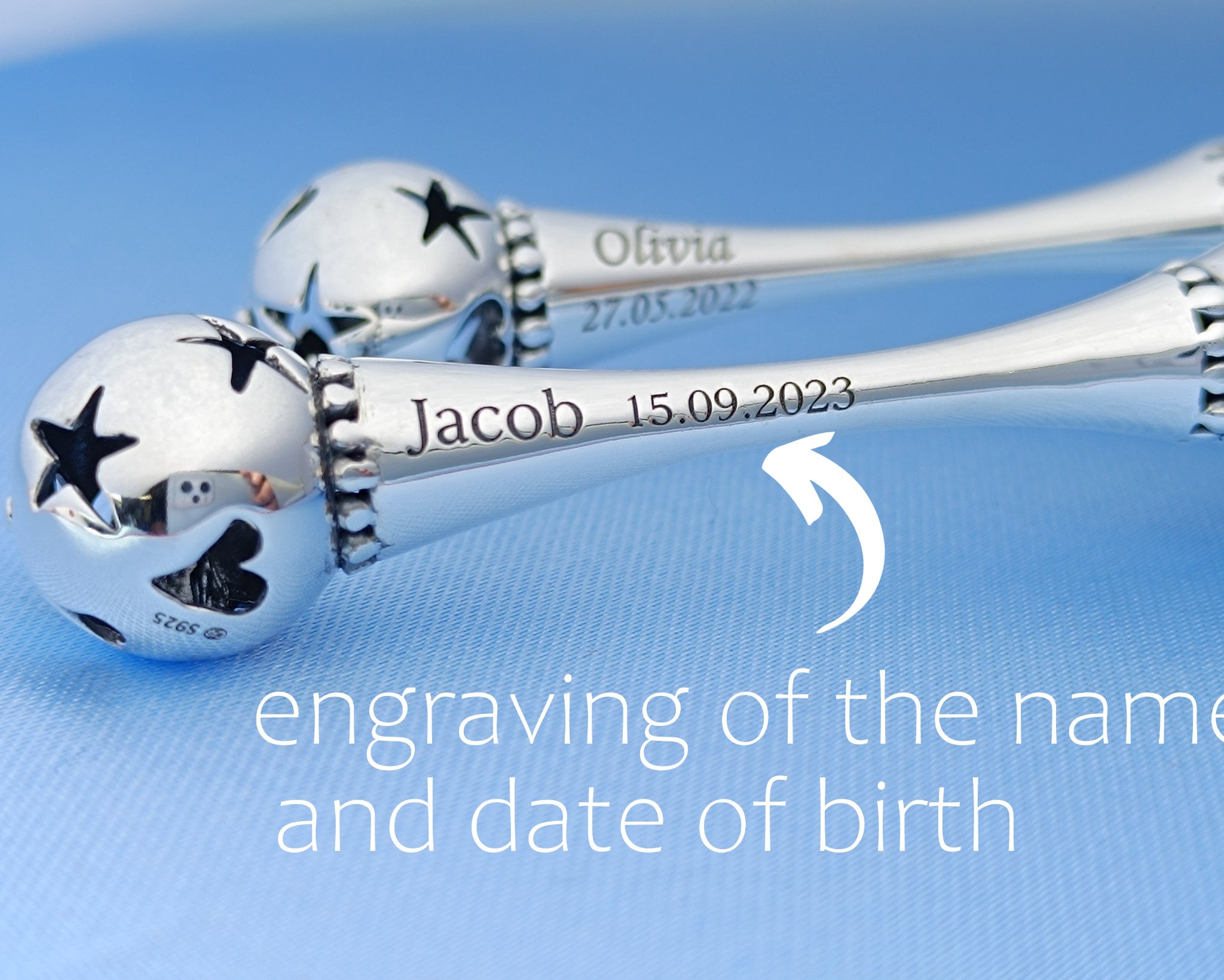 Personalized Silver Christening Rattle, Precious Keepsake Gift - Etsy